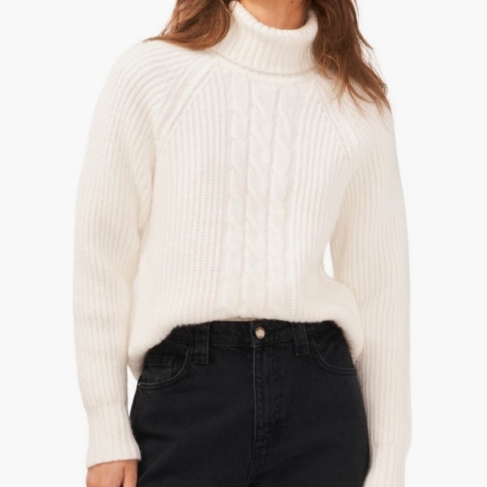 1.STATE Back Cutout Cream Turtleneck Raglan Sleeves Sweater Women's Size XXL NWT - Picture 3 of 6